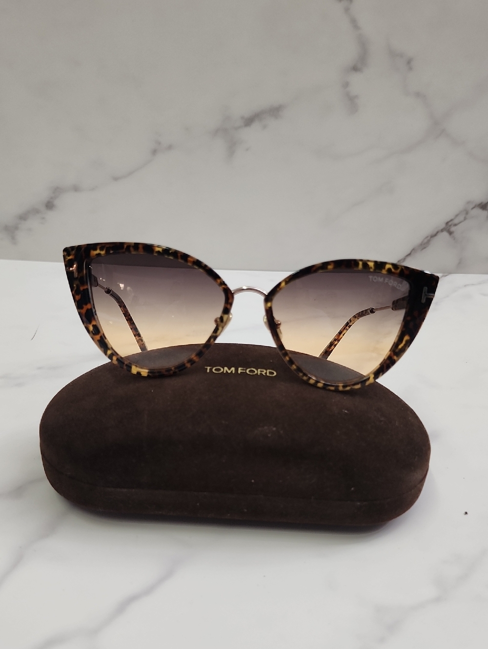 NEW Authentic Tom Ford Anjelica-02 Leopard Cat Eye Sunglasses